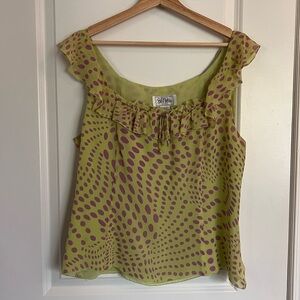 Vintage Bob Mackie Silk Polka Dot Ruffle Top